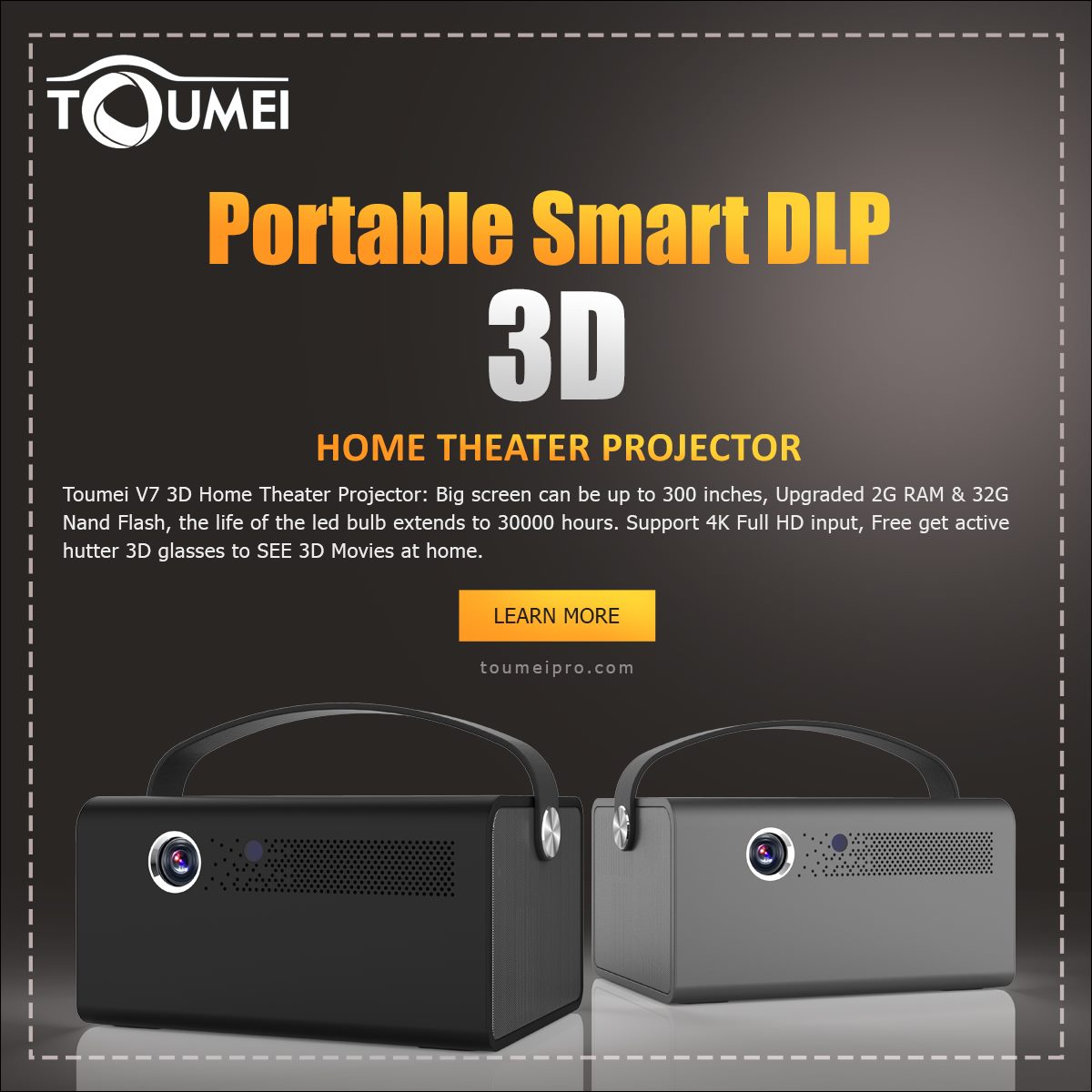 #Toumei #V7, best budget Portable Smart 3D home Theater Projector, learn more: