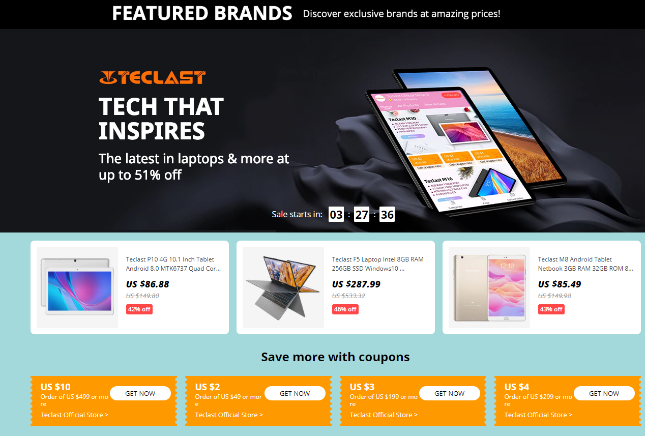 ⚡️Teclast Featured brands sale on Aliexpress is coming!