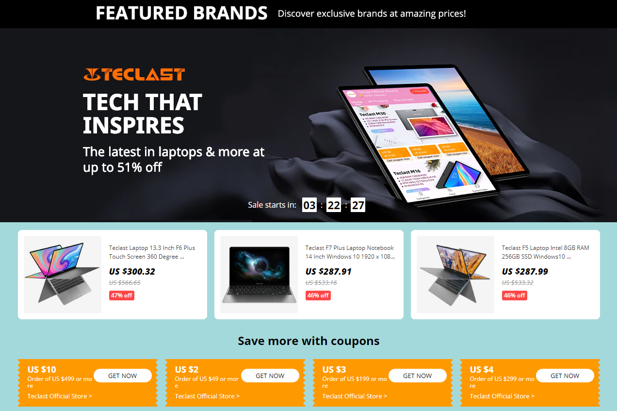 ⚡️Teclast Featured brands sale on Aliexpress is coming!