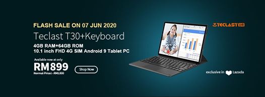 #Flash Sale 31% off for TeclastT30 + FREE Keyboard)(07-June 00:00-23:59) on lazada.my