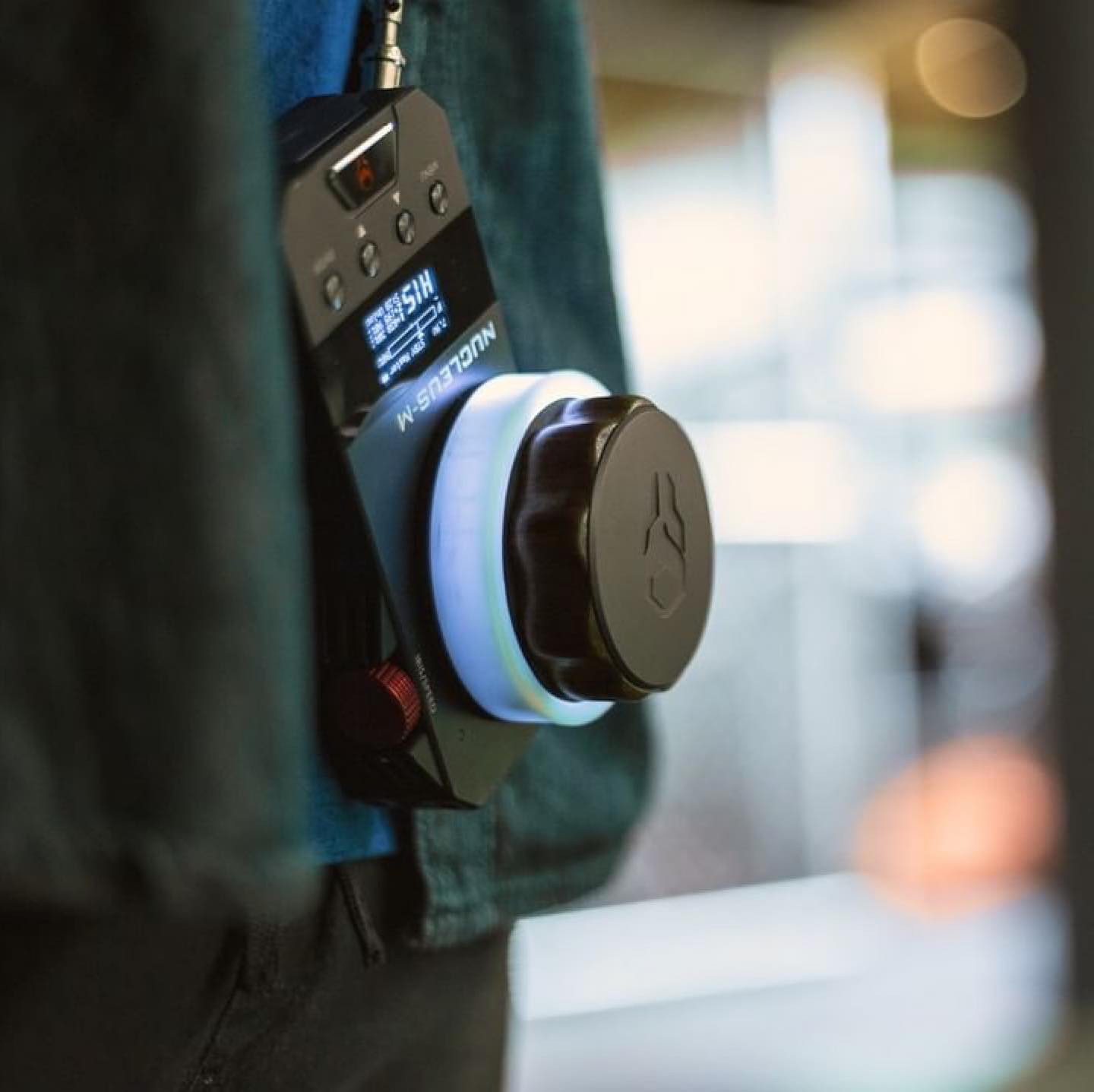 Pictured: A student uses the Nucleus-M wireless follow focus on set in class.