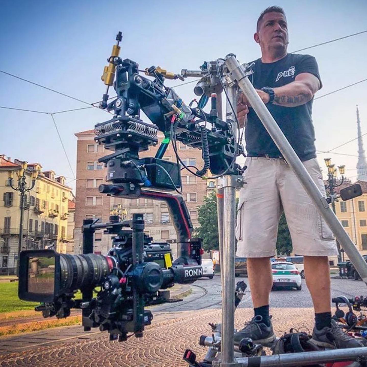 #commercial shooting with #pirex #quad #cameracar on top our #tiltaarm and #ronin2 the #ursaminiprog2 and #angenieuxlenses 