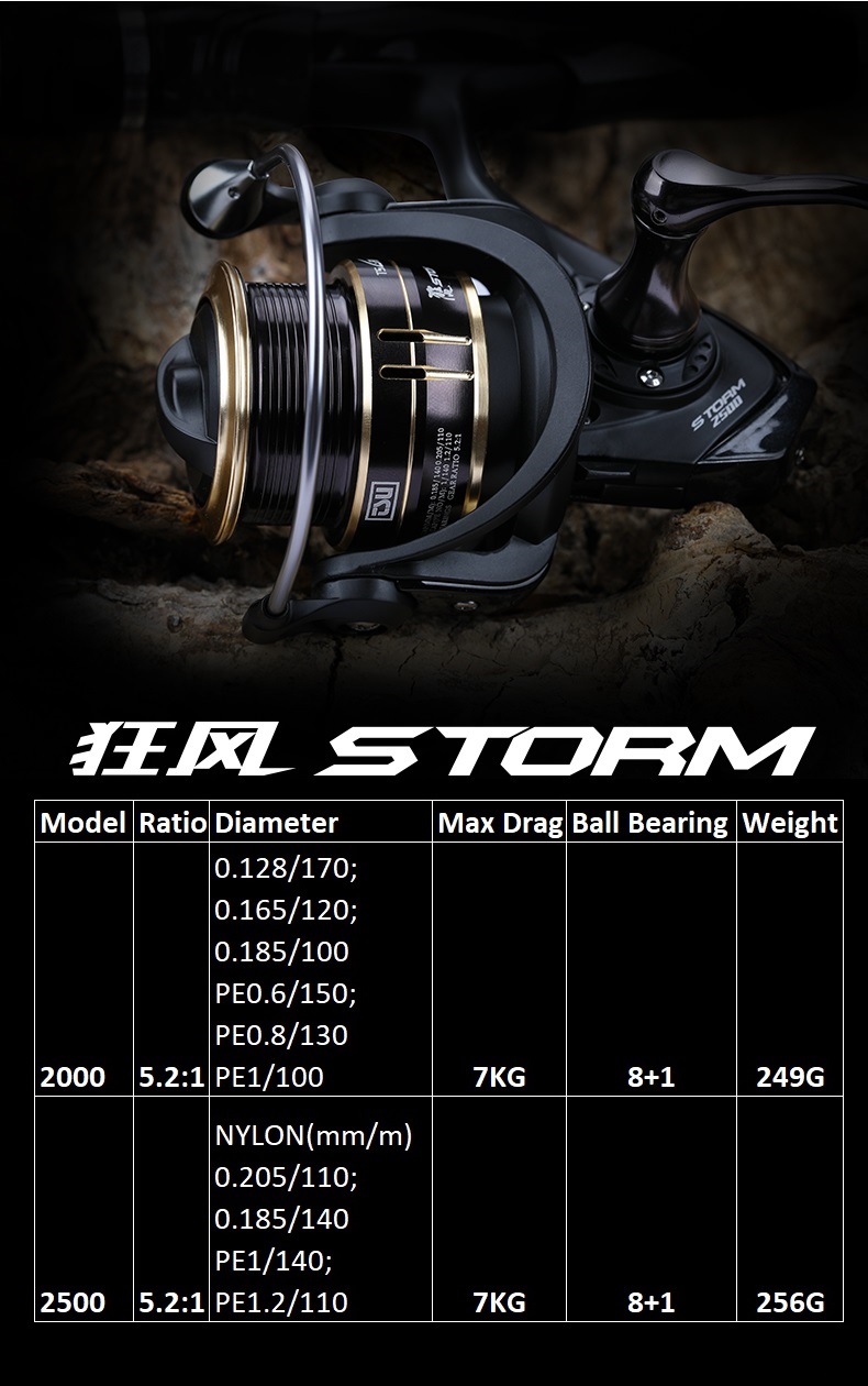 Tsurinoya Malaysia STORM 2000/2500 SHALLOW SPOOL Spinning Reel  **Design For FreshWater Usage 