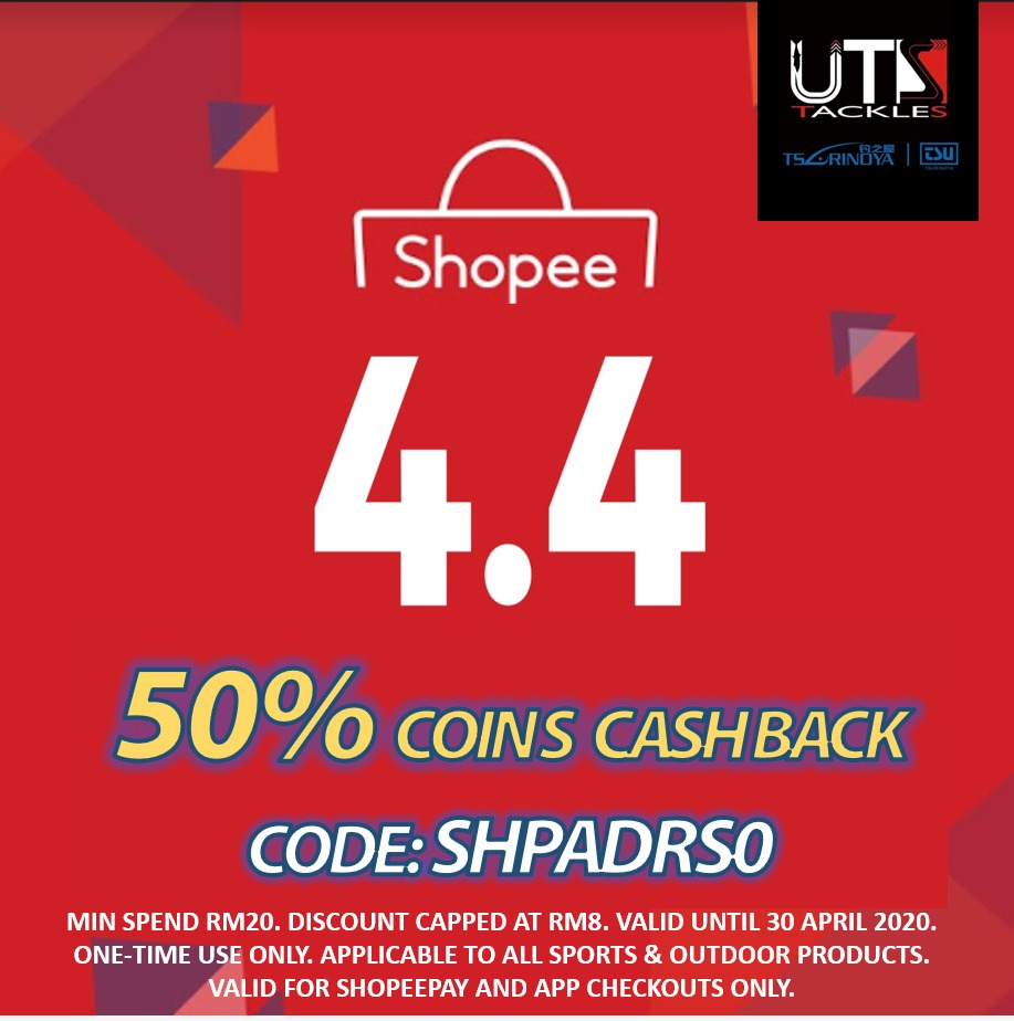 Pssss Good news! Shopee is giving 50% coins cash back valid until 30 APRIL 2020 Use this code SHPADRS0 to get 50%COINS CASH BACK from Our Shop,only minumum spend RM20!