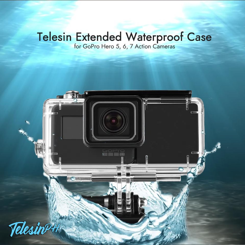 Telesin Extended Waterproof Case + Powerbank for a longer and exciting activity. Features: