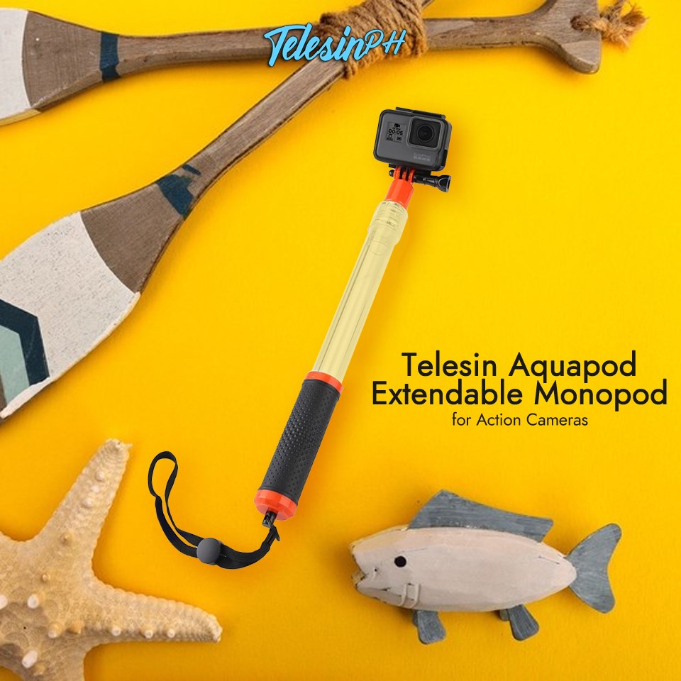 Telesin Aquapod Extendable Floating Monopod Pole for your exciting water activities. www.tomtop.com 💧 Can be used as Floating Hand Grip or Telescopic Pole