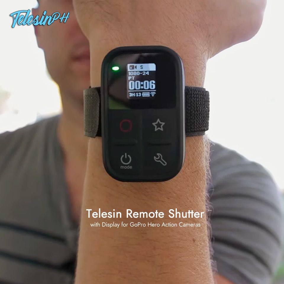 Telesin Remote Shutter with Display is finally HERE! Where you can set up your settings, On/Off your GoPro and Shoot picture and videos with this remote. Price is only ₱1,999 ❗️ >> www.tomtop.com  🔺 Compatible with GoPro Hero 3/3+ Hero 4 Black/Silver, Hero Session, Hero 5, Hero 6, Hero 7 Black (Hero 7 White and Silver not compatible) and Hero 8