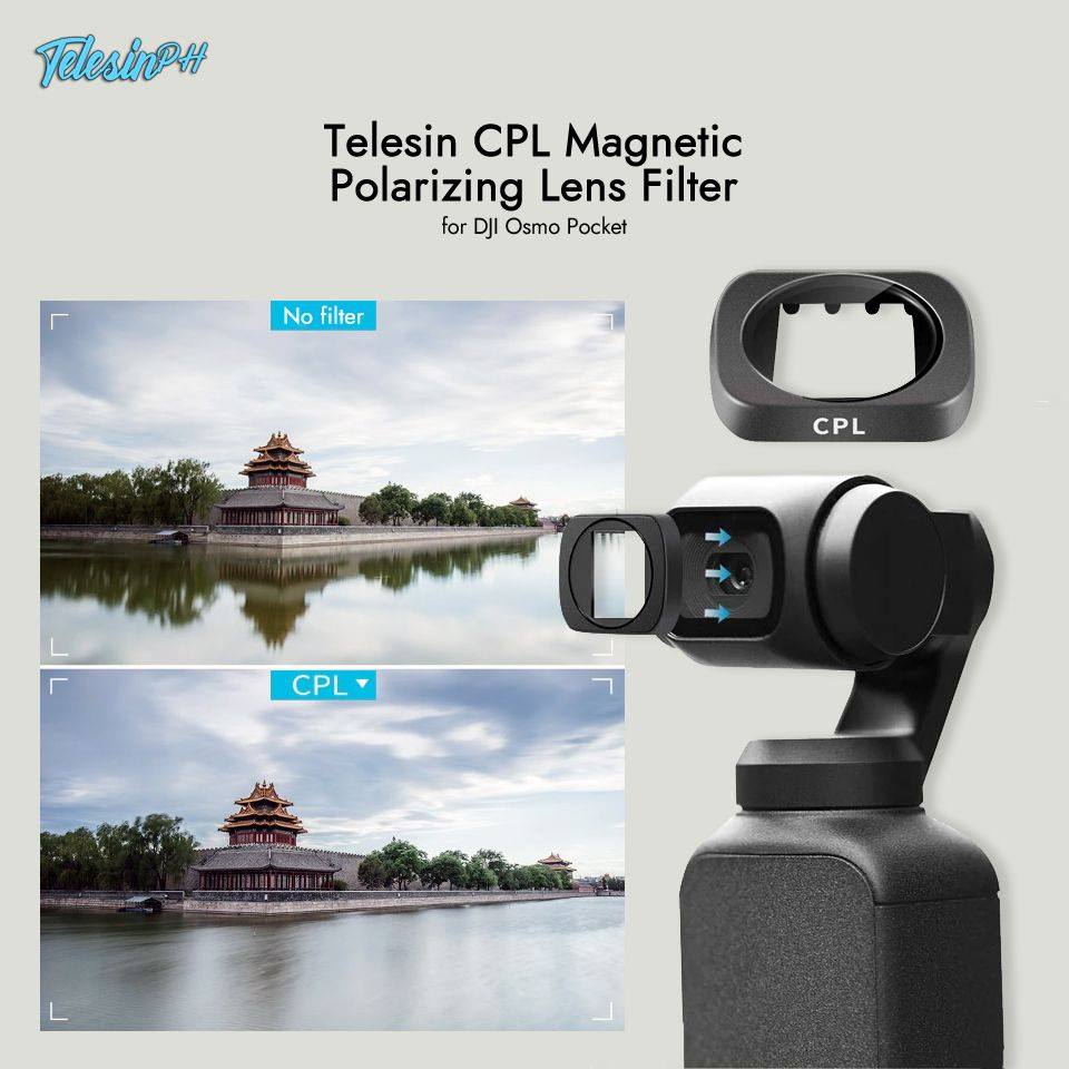 Remove unwanted light, reflections or color and turn your shots into professional standard photography with Telesin CPL Magnetic Polarizing Lens Filter. It also provides color and contrast enhancement; creating deep and rich cinematic images and protects your lens from dust and scratches.