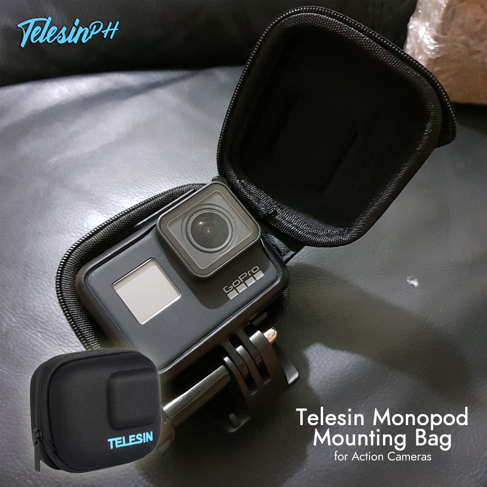 Telesin Monopod Mounting Bag with great features that you must have when you're traveling with action cameras. • SAFE PROTECTION from dirt, scratches, water. 