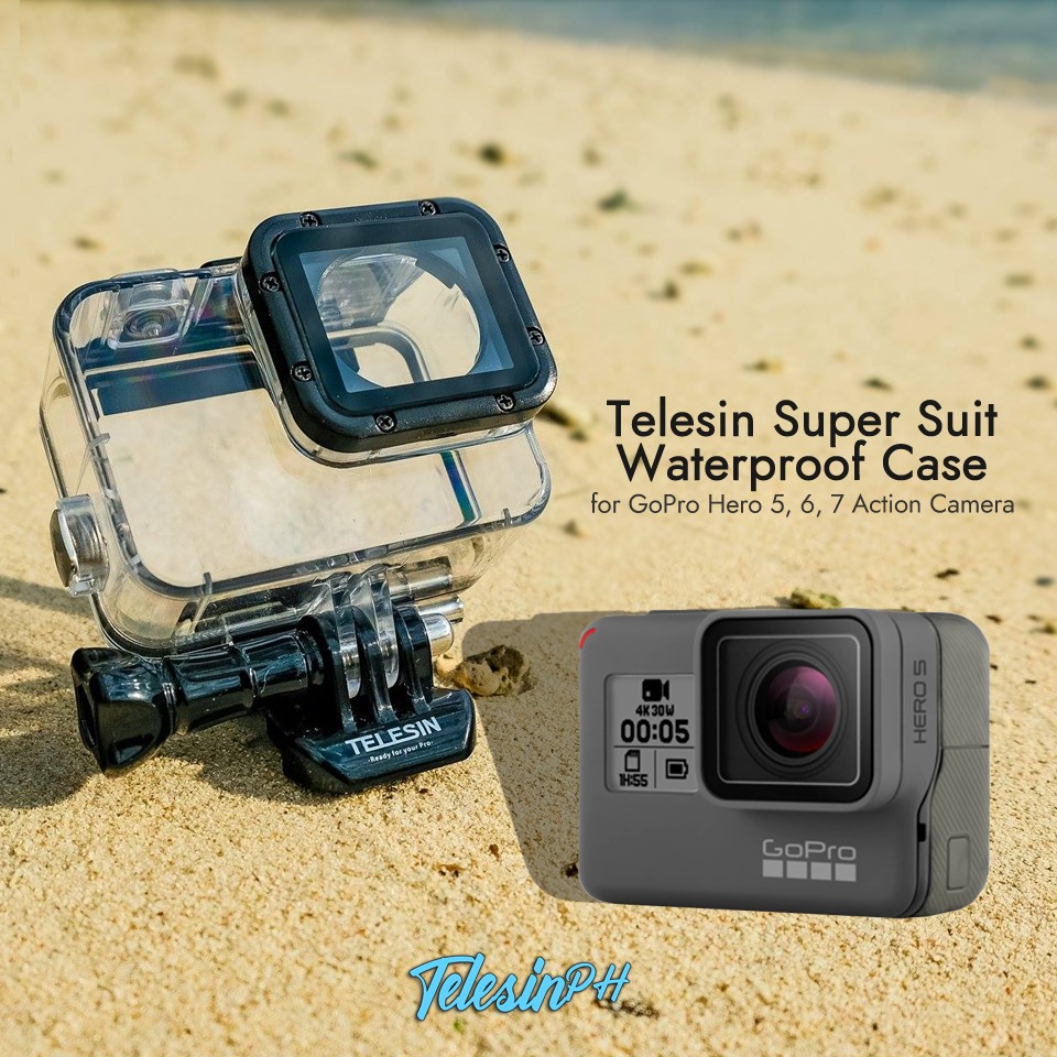 Your GoPro Hero needs a durable and reliable protective gear, and that is Telesin Super Suit Waterproof Case! www.tomtop.com 🛡 Transparent Case for you to see the screen