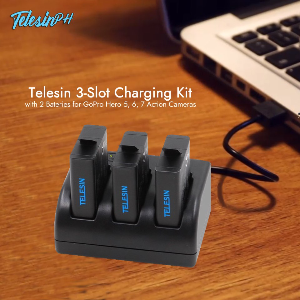 Charging made easy! You can now charge 3 batteries at once, with USB and Type C interface for more convenience. The single charging method is OUT. Telesin 3-Slot Charging Kit is IN! 💯 