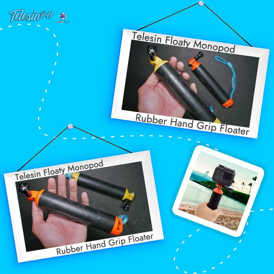 Hold your action camera at ease with Telesin Floaty Monopod Rubber Hand Grip Floater. It gives you more control while doing photo/video shoots and saves your action camera when you accidentally drop it in the ocean. Easy to Grip, Compatible with all Action Cameras, and it Floats!