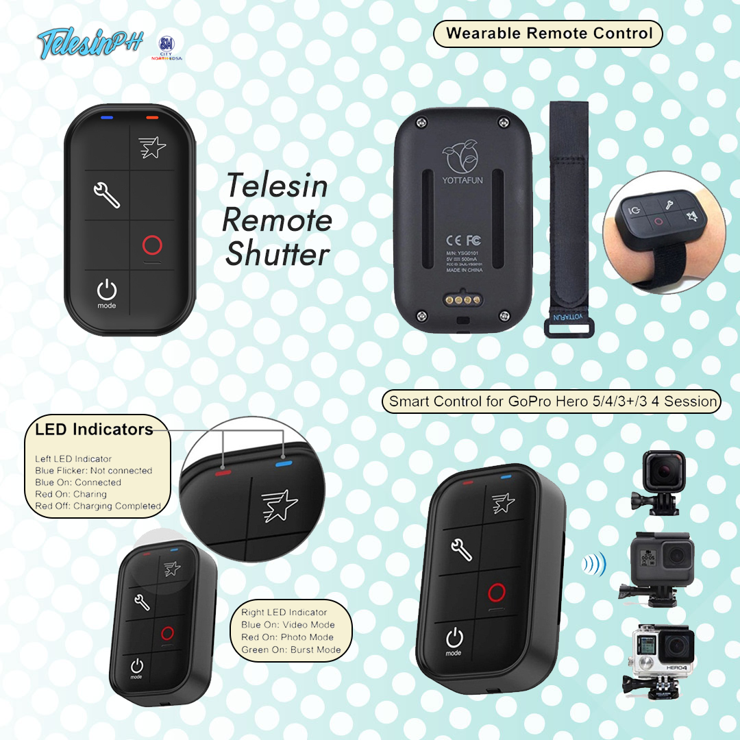 Are you a GoPro user that wants to make your life easier? Check this Telesin Remote Shutter! It fully controls your GoPro Action Camera from a distance so you can do vlogs/vids without going to your action camera every time just to start/pause/stop your filming. Get your Telesin Remote Shutter for only ₱1,499❗