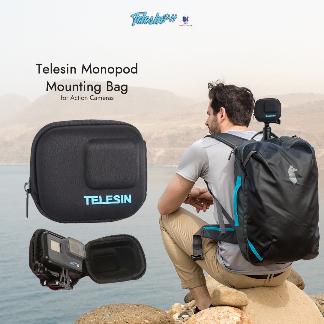 Get your gears always ready when traveling so you won't miss a once a lifetime events. Place your Action Camera in Telesin Monopod Mounting Bag where you can store without dismantling your Monopod for faster response in every situation.  LZD: www.tomtop.com