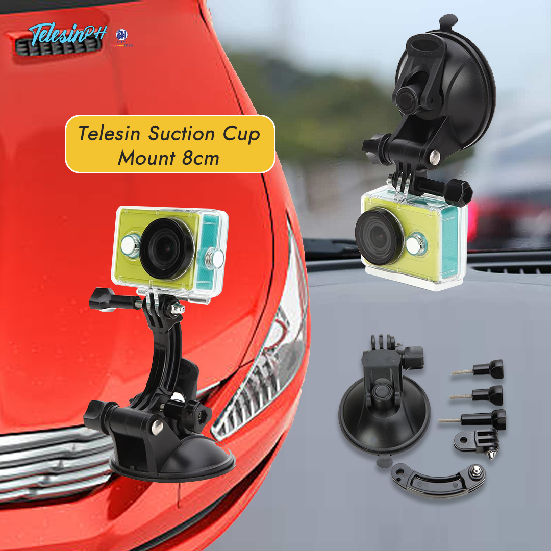 Industrial Strength Telesin Suction Cup Mount for your car, motorcycle, boats, and high-impact sports. It holds firmly and stable on a flat surface and included a long and short extension arms allow for ultra-compact mounting. Be part of our community ...