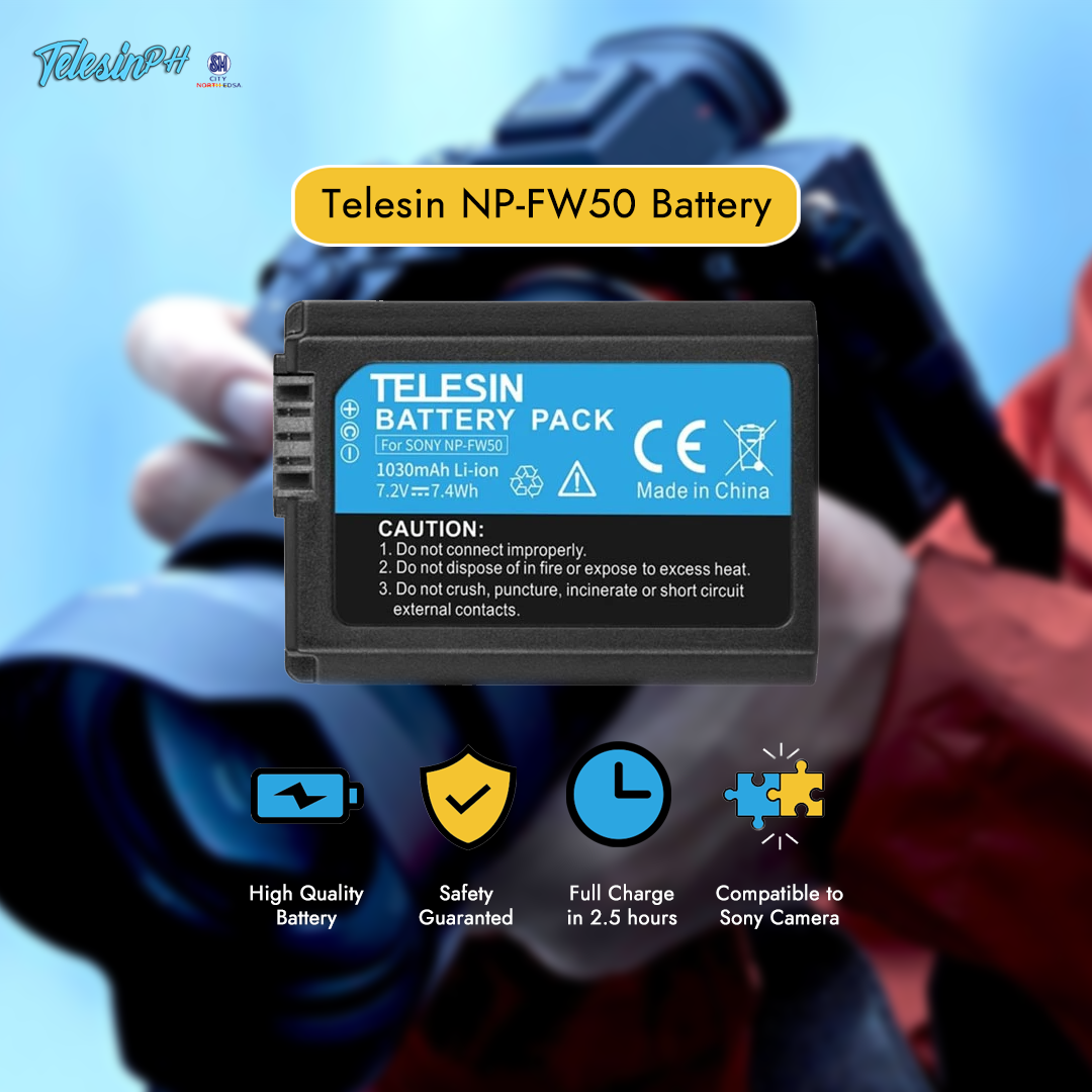 Looking for an Affordable spare battery for your Sony Cameras? Grab this High-Quality Telesin NP-FW50 Rechargeable Battery and save yourself a ton of money while enjoying the extended time of filming. It has the exact specifications of a Sony NP-FW50 so you won't have to worry about its compatibility Get it here for only ₱499❗ WEB: www.tomtop.com