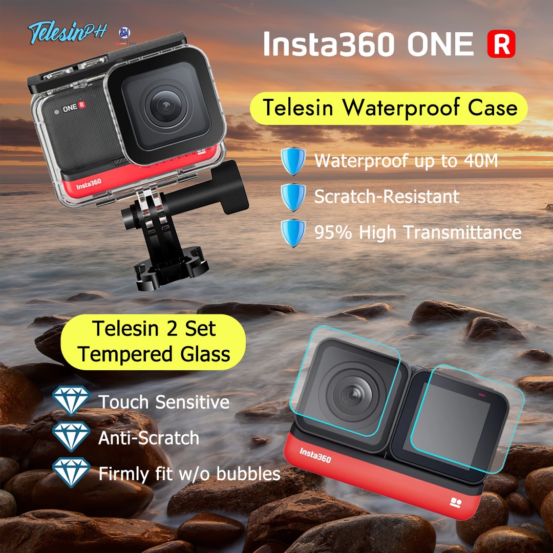 Extreme Underwater adventure will be so much easier with Telesin Accessories for your Insta360 One R Camera. Feel that confidence in every move with Telesin 2 Set Tempered Glass and Go deeper with Telesin Waterproof Case for up to 40M! Get them here:...