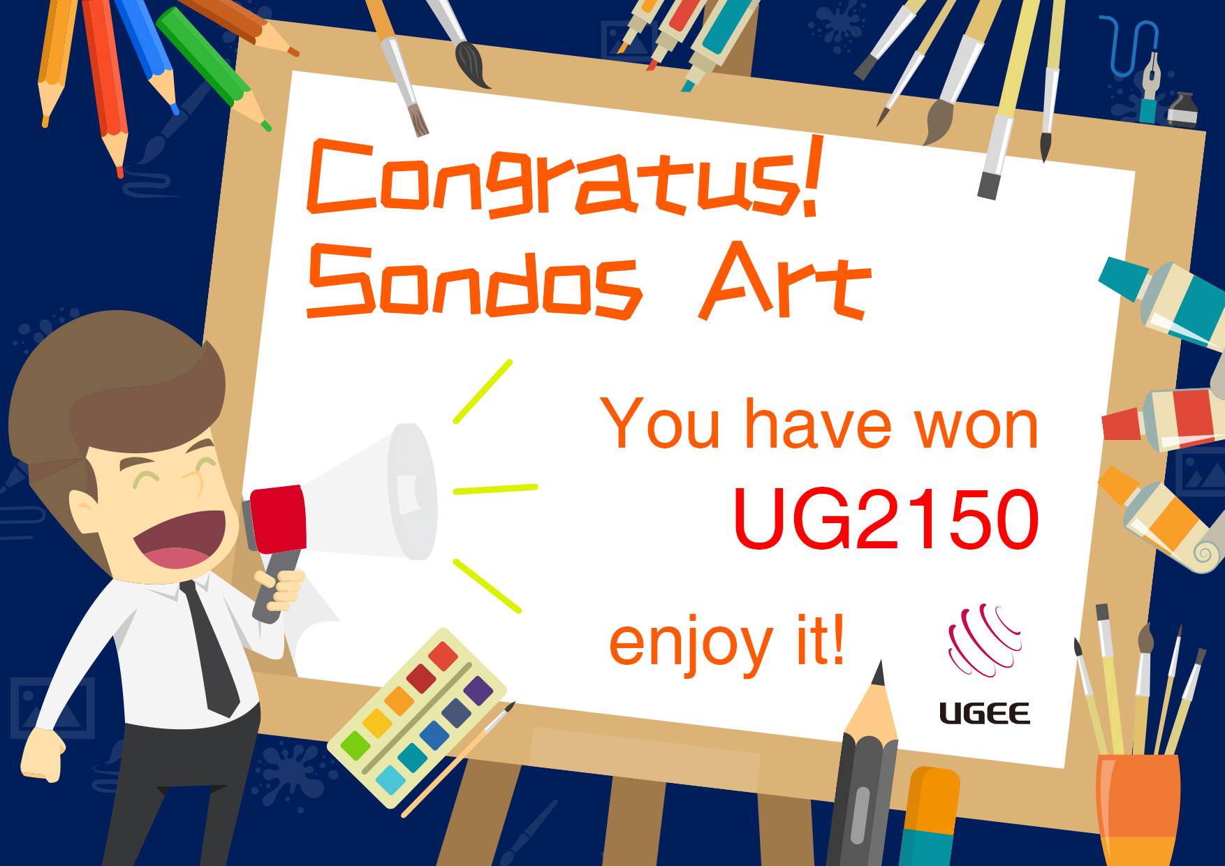 Congratulation to the winner of UG2150, Sondos Art. 🎊🎁🎉