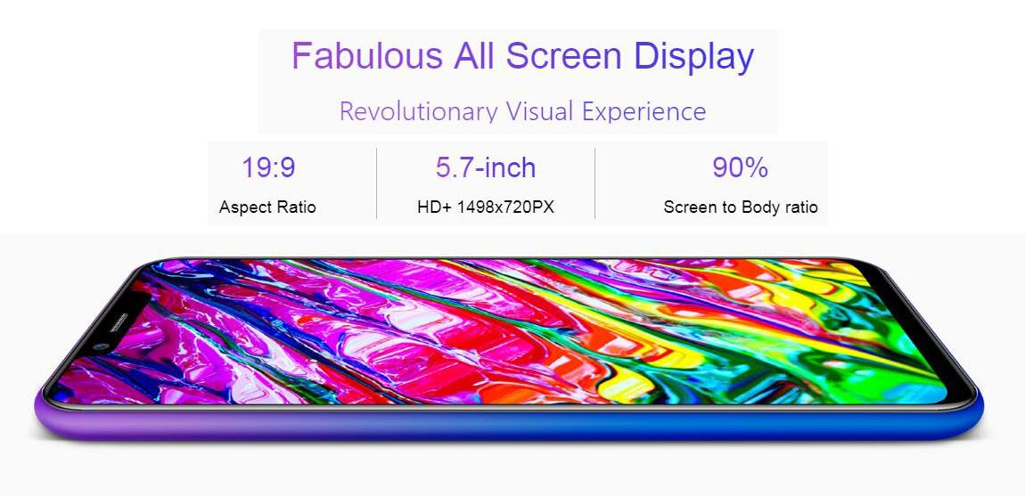 Ulefone S10 Pro features a 5.7-inch all-screen display.