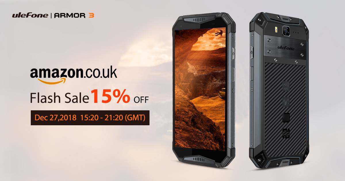 2 hours later, #UlefoneArmor3 will be on flash sale with 15% discount on Amazon.co.uk.