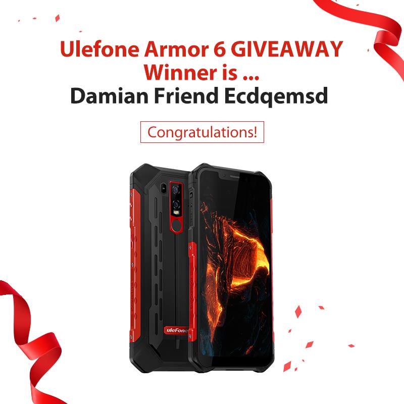 Thanks for all your participation, here we have picked out the winner of #UlefoneArmor6 giveaway, @Damian Amigo Ecdqemsd， Congratulations!