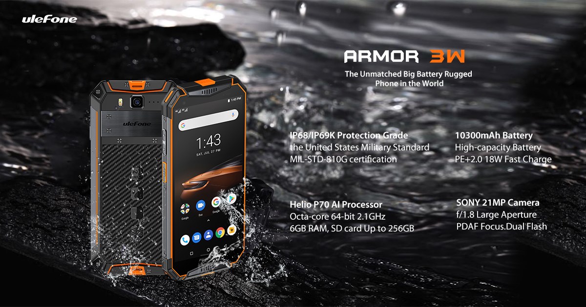 Ulefone Armor 3W - The Unmatched Big Battery Rugged Phone in the World.