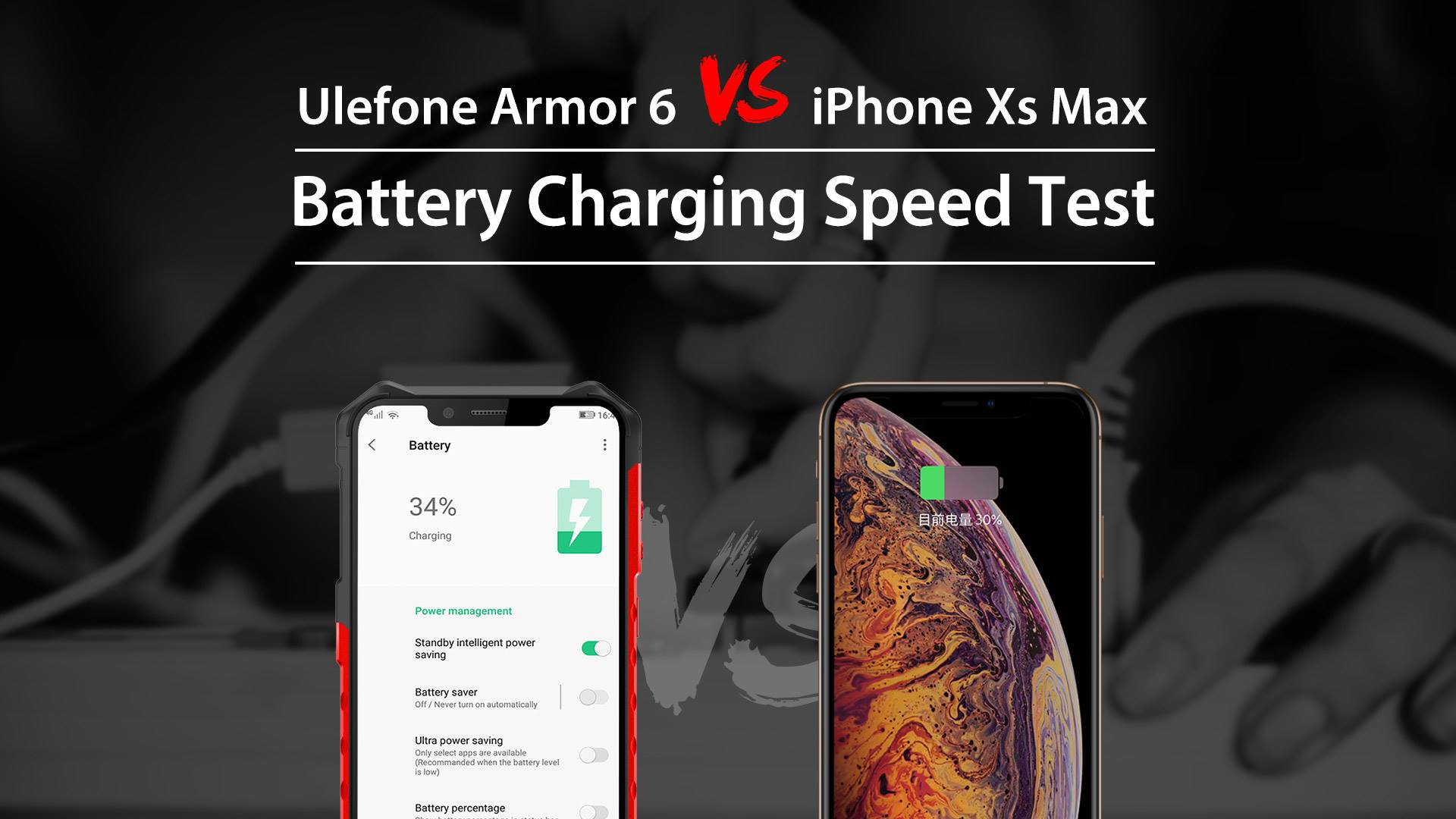 Ulefone Armor 6 VS iPhone Xs Max Fast Charge Test