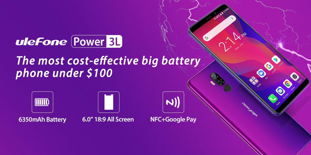 Ulefone Power 3L must be the most cost-effective big battery smartphone under $100.