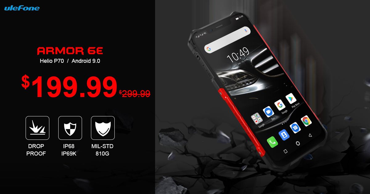 World's First Helio P70 Rugged Phone - Ulefone Armor 6E Promotion Sale on DX.com for US$199.99.