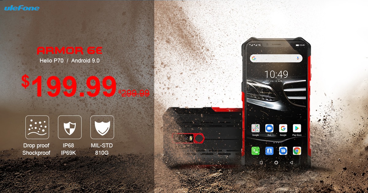 World's First Helio P70 Rugged Phone - Ulefone Armor 6E Promotion Sale on DX.com for US$199.99.