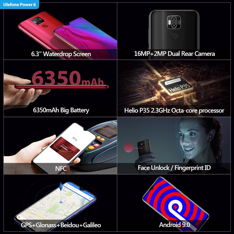 The Power beast #UlefonePower6 with 6350mAh, Helio P35, NFC, 6.3-inch waterdrop screen is on discount at Gearbest for 159.99 dollars.