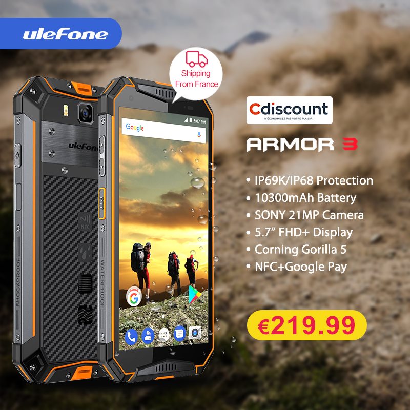 Ulefone Armor 3 is on sale with a discount on Cdiscount.