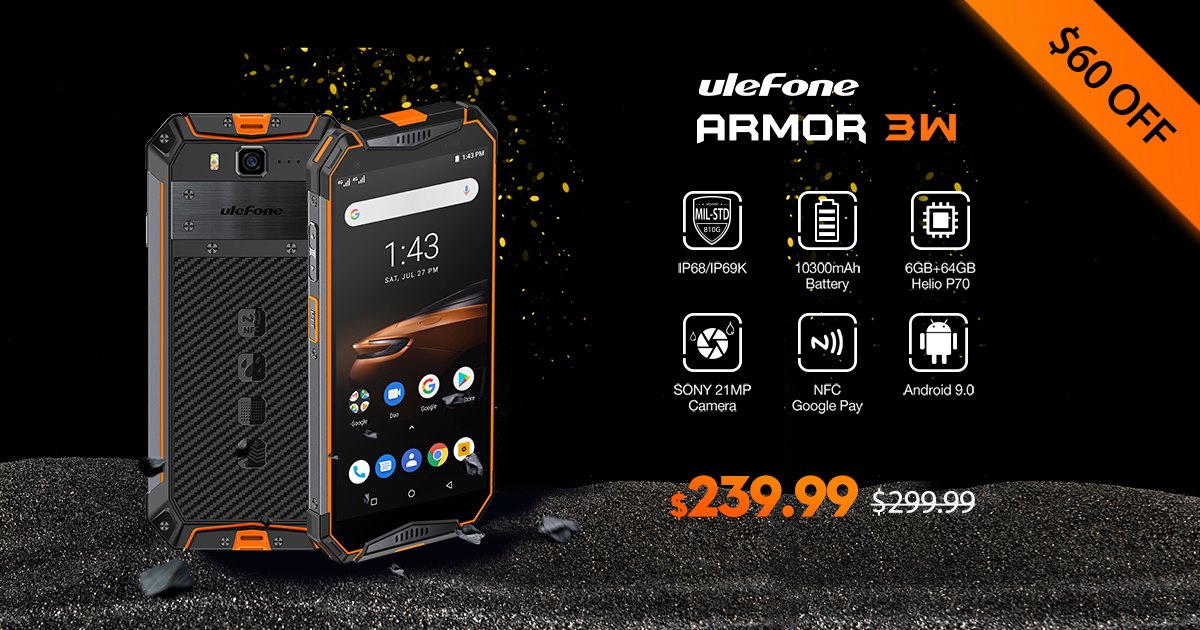 Brand new #UlefoneArmor3W, not only the extended 6GB RAM, also comes with powerful Helio P70, the latest Android 9.0.