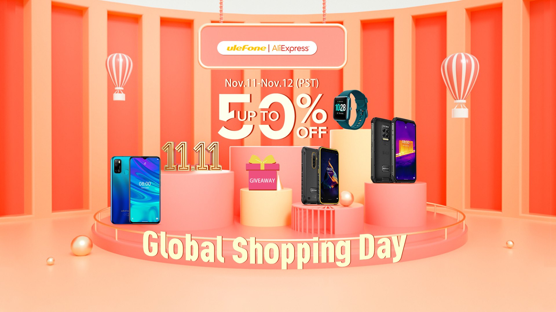 The annual 11.11 shopping carnival is in full swing, Ulefone definitely will not be absent from this huge event. We partner with AliExpress to offer some amazing deals for its smartphones, reaching up to 50% off in some models. Many best-selling Ulefone smartphones can be found in this huge promotion.🥳