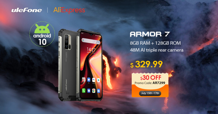 The upgraded #UlefoneArmor7 is on sale with a $30 discount on Aliexpress.