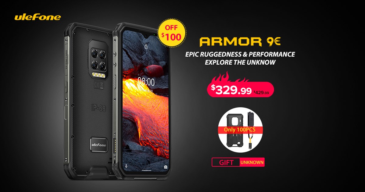 Ulefone Armor 9E is now priced at $329.99, which is a discounted price tag. The first 100 buyers will get a free protective case. 