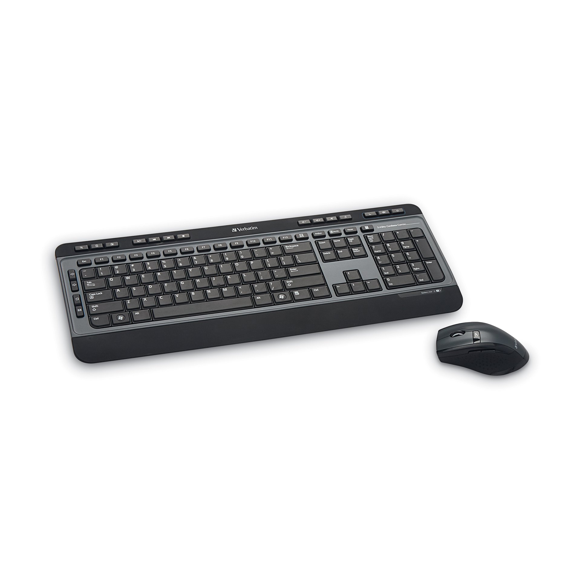 Putting entertainment at your fingertips, the Verbatim Wireless Multimedia Keyboard and 6-Button Mouse Combo features hot keys for instant access to media controls and quiet, soft touch keys.