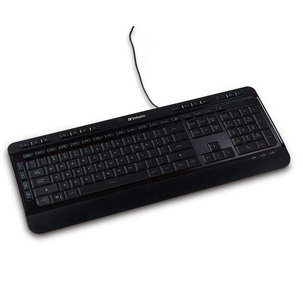 Reduce eyestrain and increase productivity with the Verbatim Illuminated Keyboard. The keys can be quickly illuminated for easy visibility in low lighting, perfect for working in dim or dark conditions. 