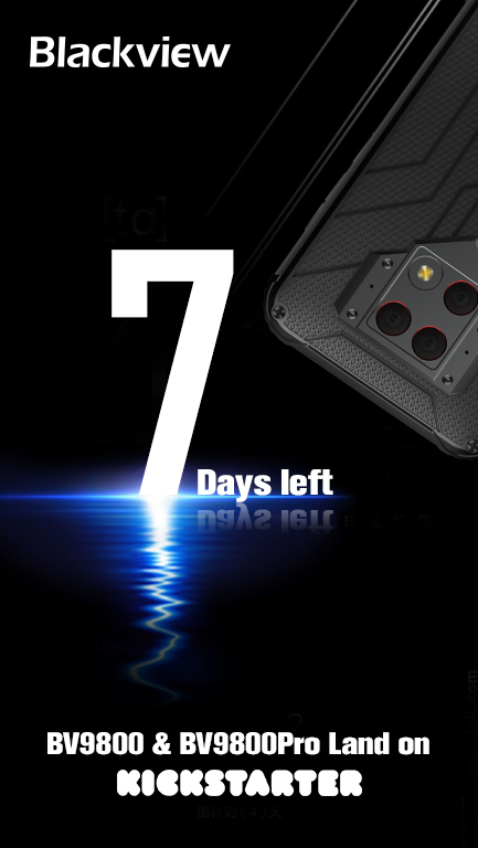 ❼Days left to start the campaign of  #Blackview #BV9800 & #BV9800Pro on #Kickstarter♡