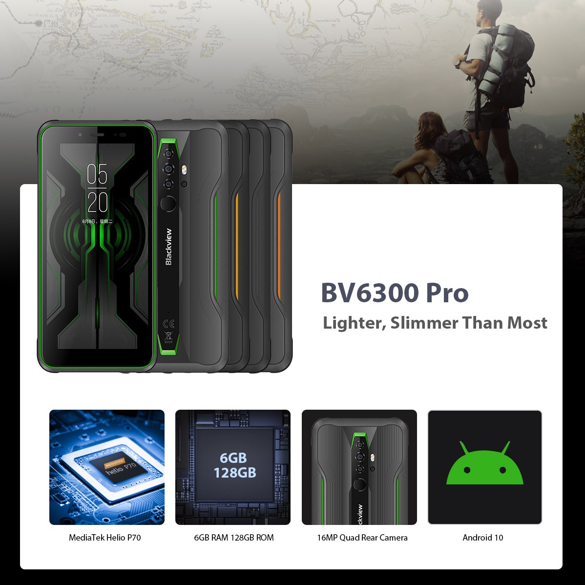 Key specs of our slimmest rugged phone #Blackview #BV6300Pro 👇