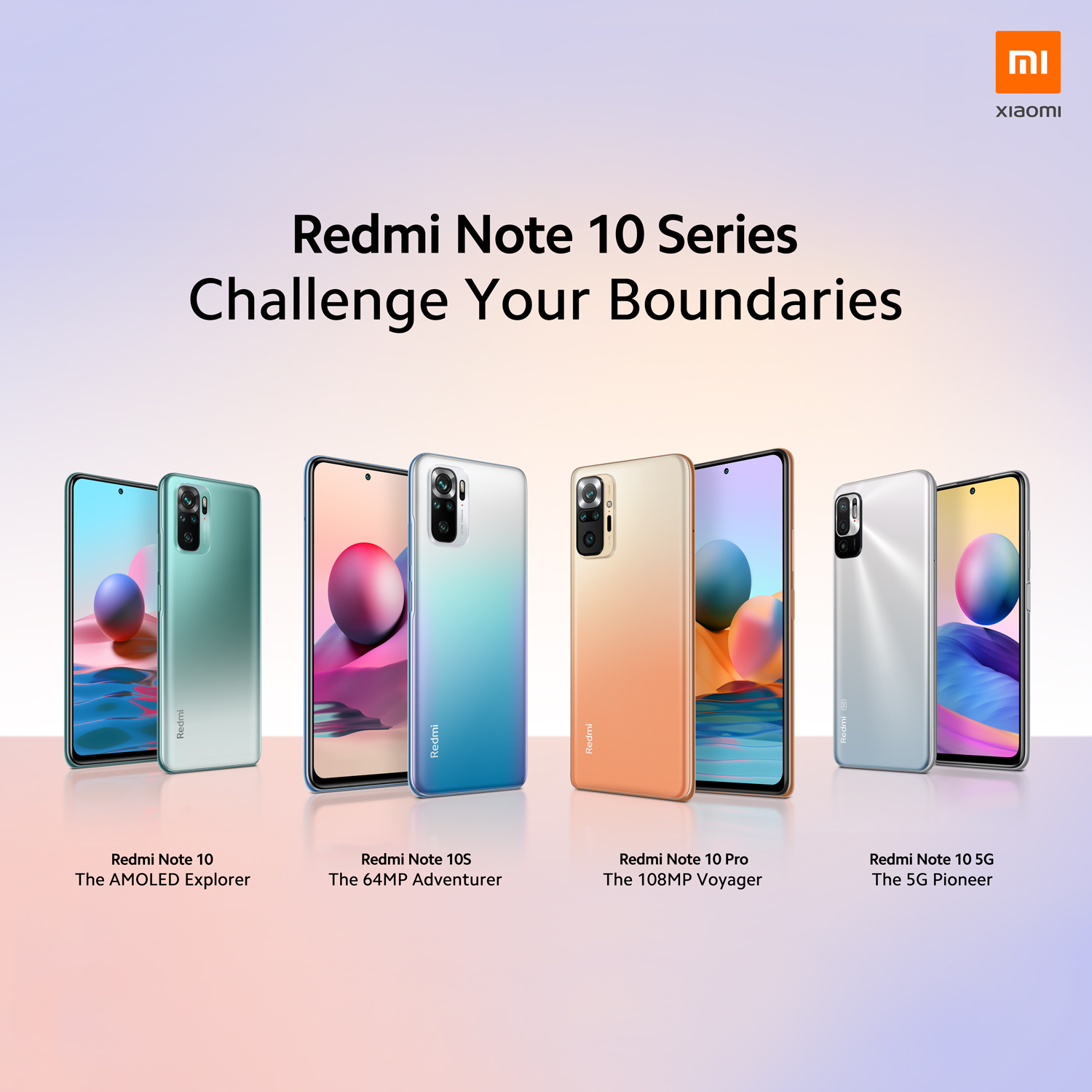 Challenge your boundaries with an entire fleet of boundary-challenging devices. The everyday all-rounder, #RedmiNote10. #AMOLEDExplorer