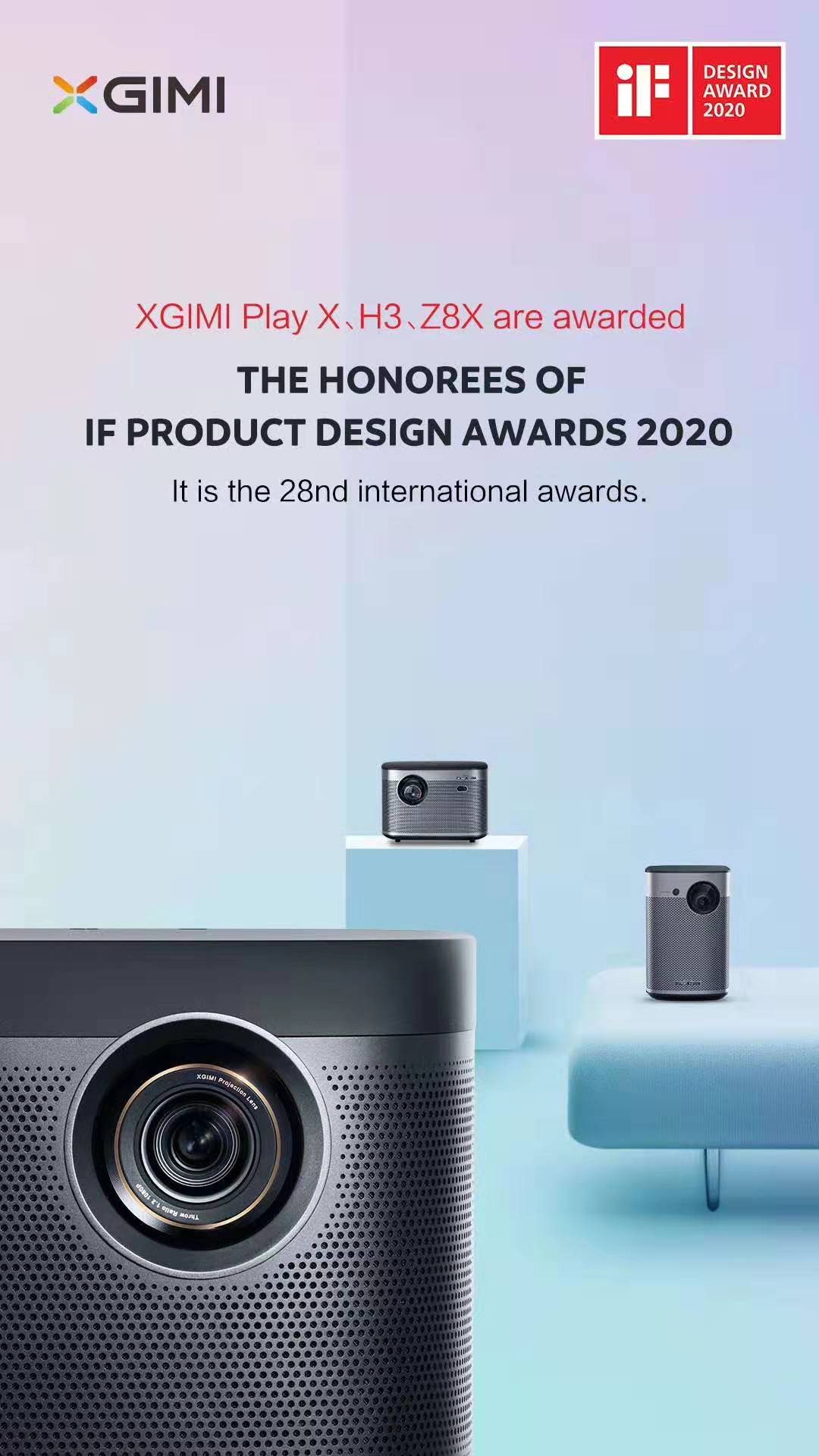 #XGIMI  #IFAwards XGIMI Play X , H3 , Z8X are awarded the Honorees of iF Product Design Awards 2020.