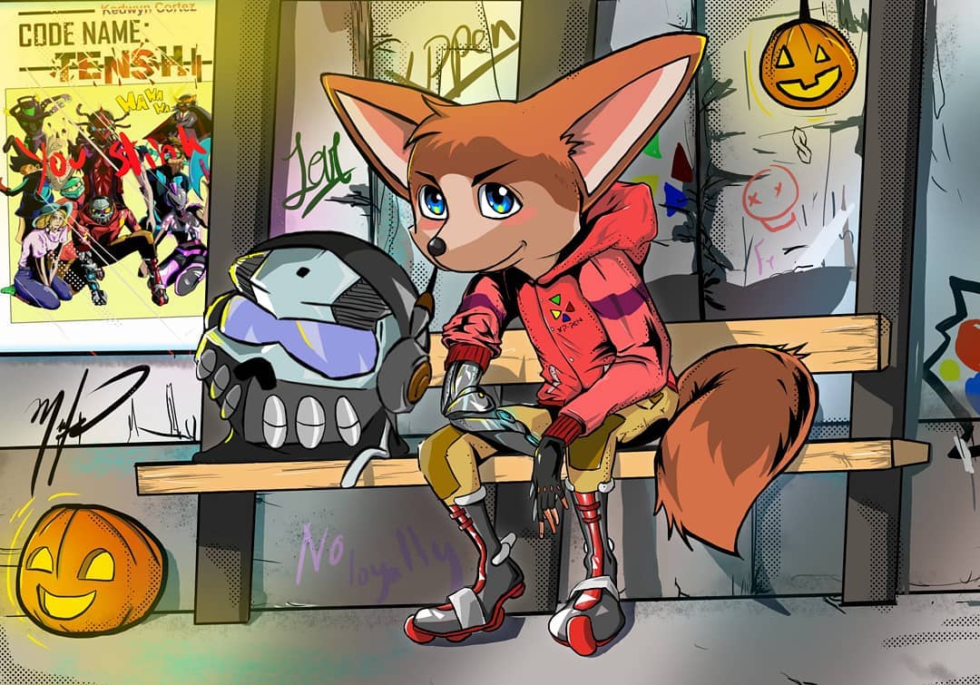 Have you ever amazed by someone's custom? Thanks for the fantastic sharing from @hue_januss(IG) Here is #Fenix waiting for the bus, just on his way to the #Halloween party. He is dressed to impress as his own original character the Interdimensional Drifter Kedwyn Cortez, Code Name: Tenshi. You can see a poster of it in the background promoted as a film in this fictional universe.