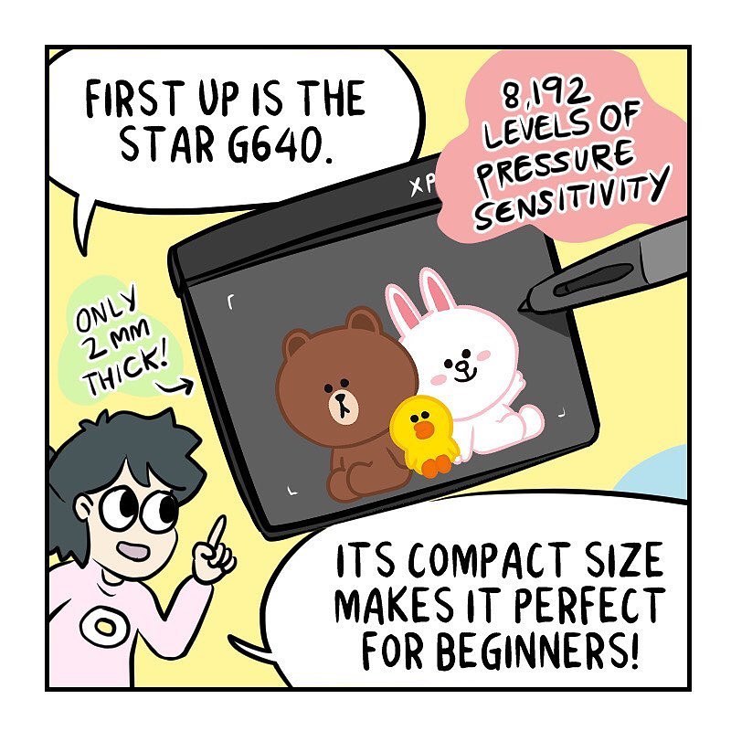 Adorable comic from @dami_lee, "I like drawing on these tablets because whenever I have art block, I imagine the characters smiling up at me as if to say, you're doing great!" 🤩﻿