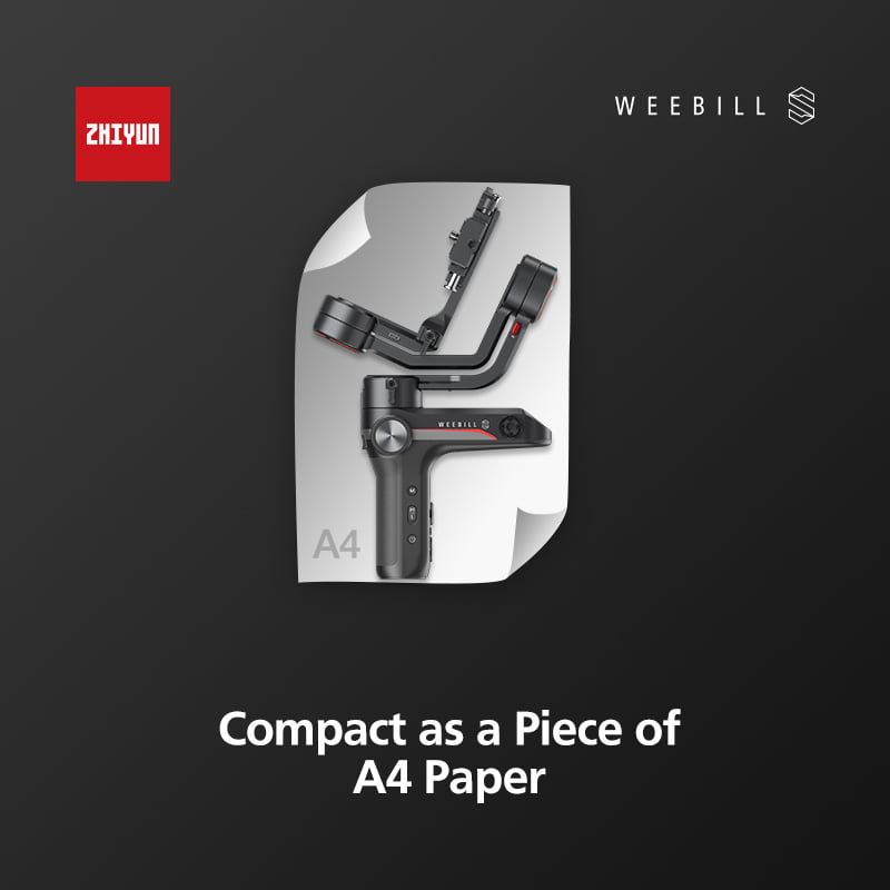 #ZhiyunWeebillS - Compact as a Piece of A4 Paper The unique structure and minimum design of Weebill-S make it super compact as a piece of A4 paper. With the ergonomically designed Sling mode, Weebill-S provides an effortless shooting experience for anyone. Join our Weebill-S FACEBOOK GROUP for further details & discussions:...