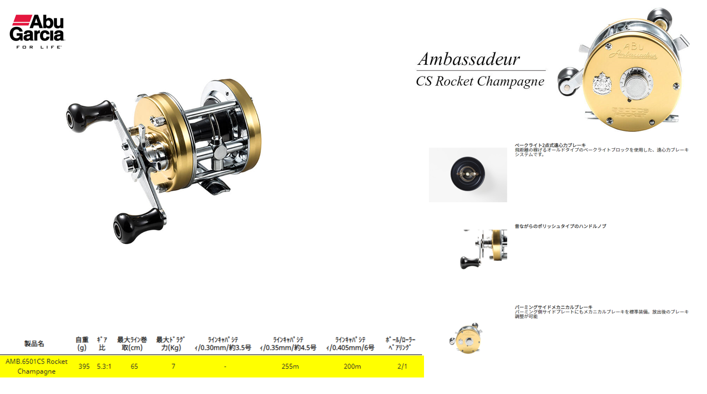 Abu Amb Rocket Champagne - 2-point centrifugal brake / 2點離心式