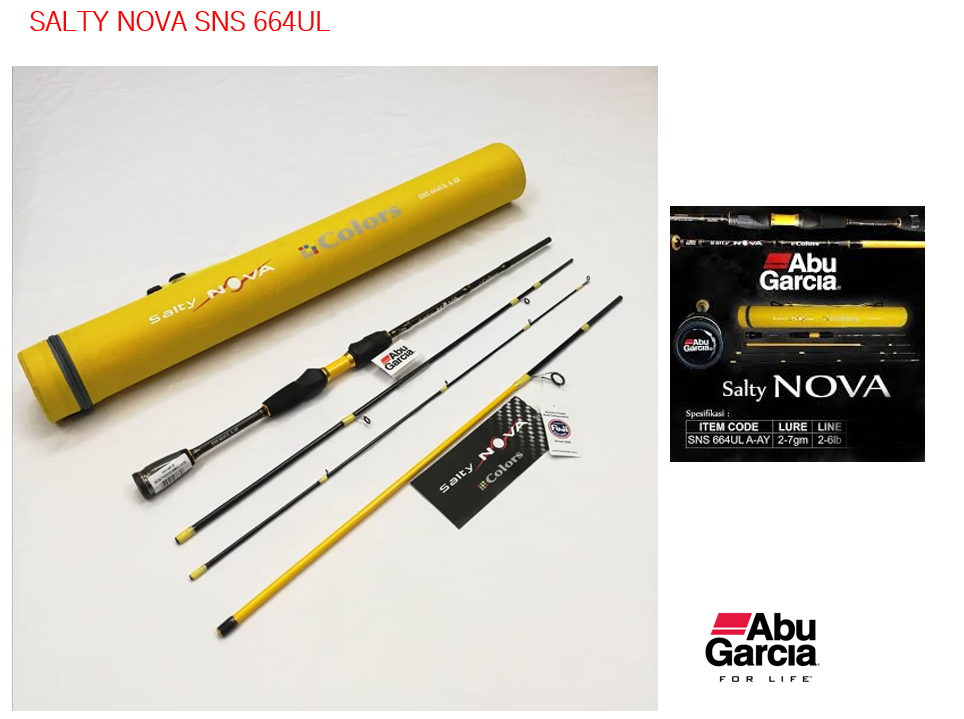 Salty Nova 4 pcs travel rod in sharp yellow 4節小物杆, 夏日黃色；SHARP。靚。醒。 Line: 6lb...