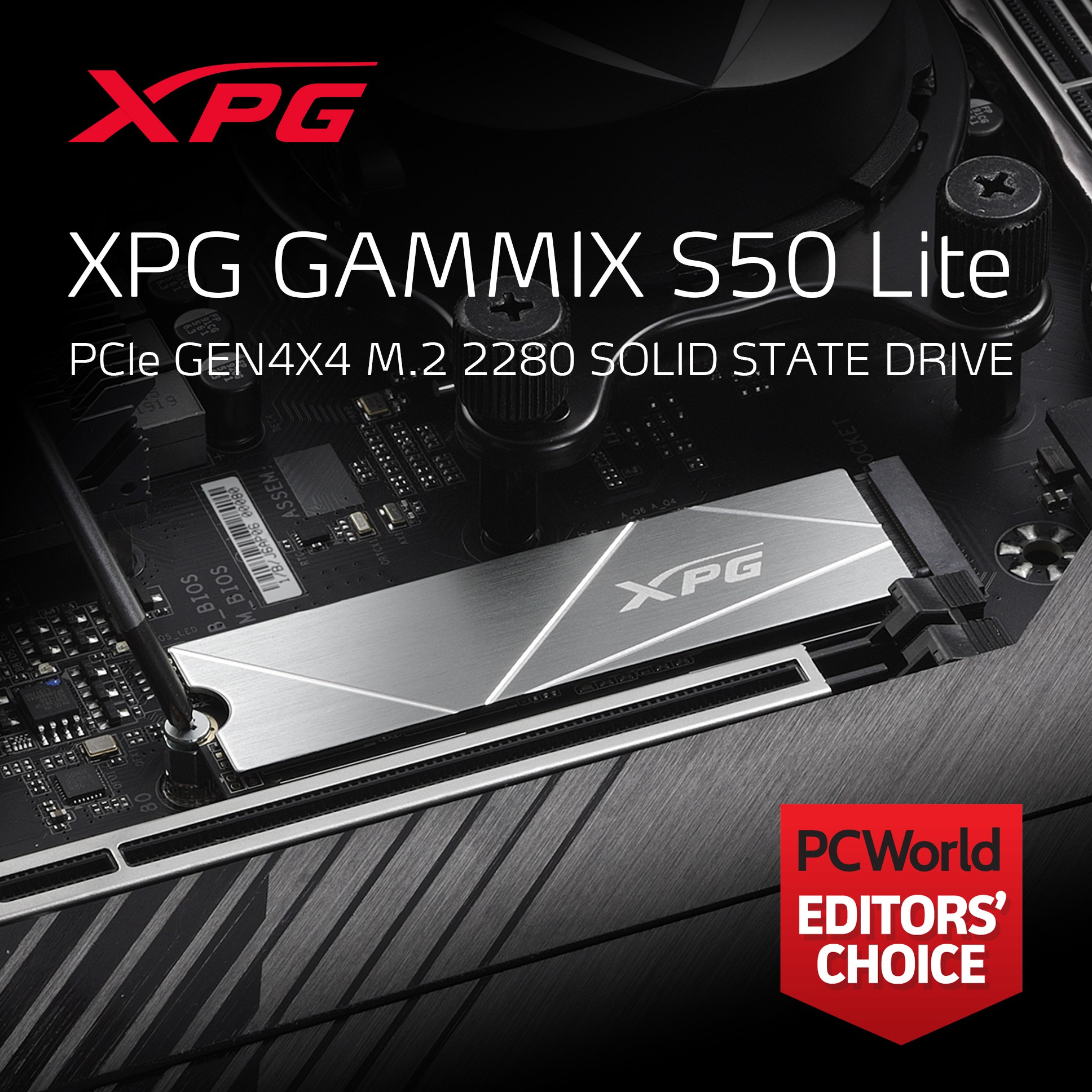 🏆Благодарим PCWorld за наградата “Editors Choice” на XPG GAMMIX S50 LITE  M.2 SOLID STATE DRIVE.