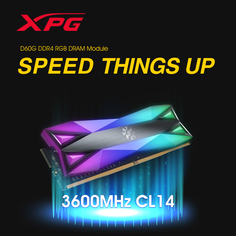 Повече скорост с XPG #D60G RGB DDR4 3600MHz CL14 модул памет!