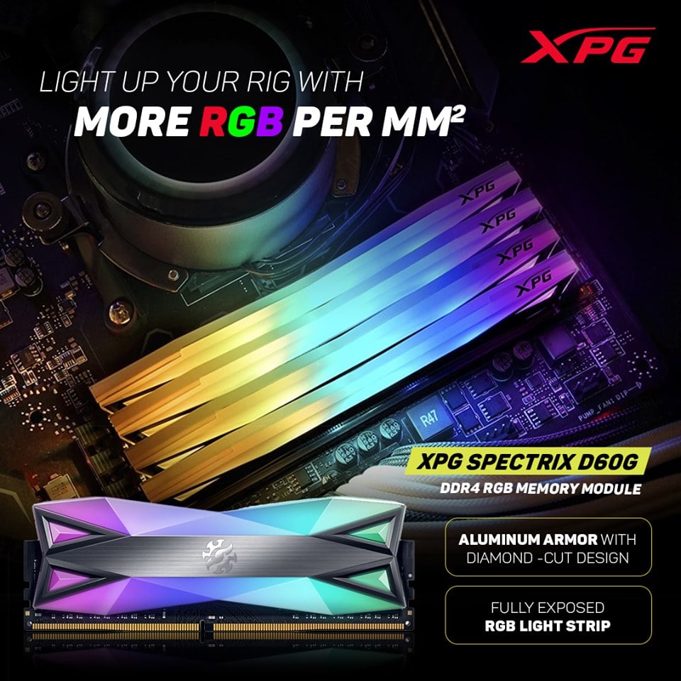 💪 Искаш да разцепваш в гейминга? Внеси повече 👊 и 🌈 с #XPG Spectrix #D60G DDR4 #RGB модул памет 👍👍 